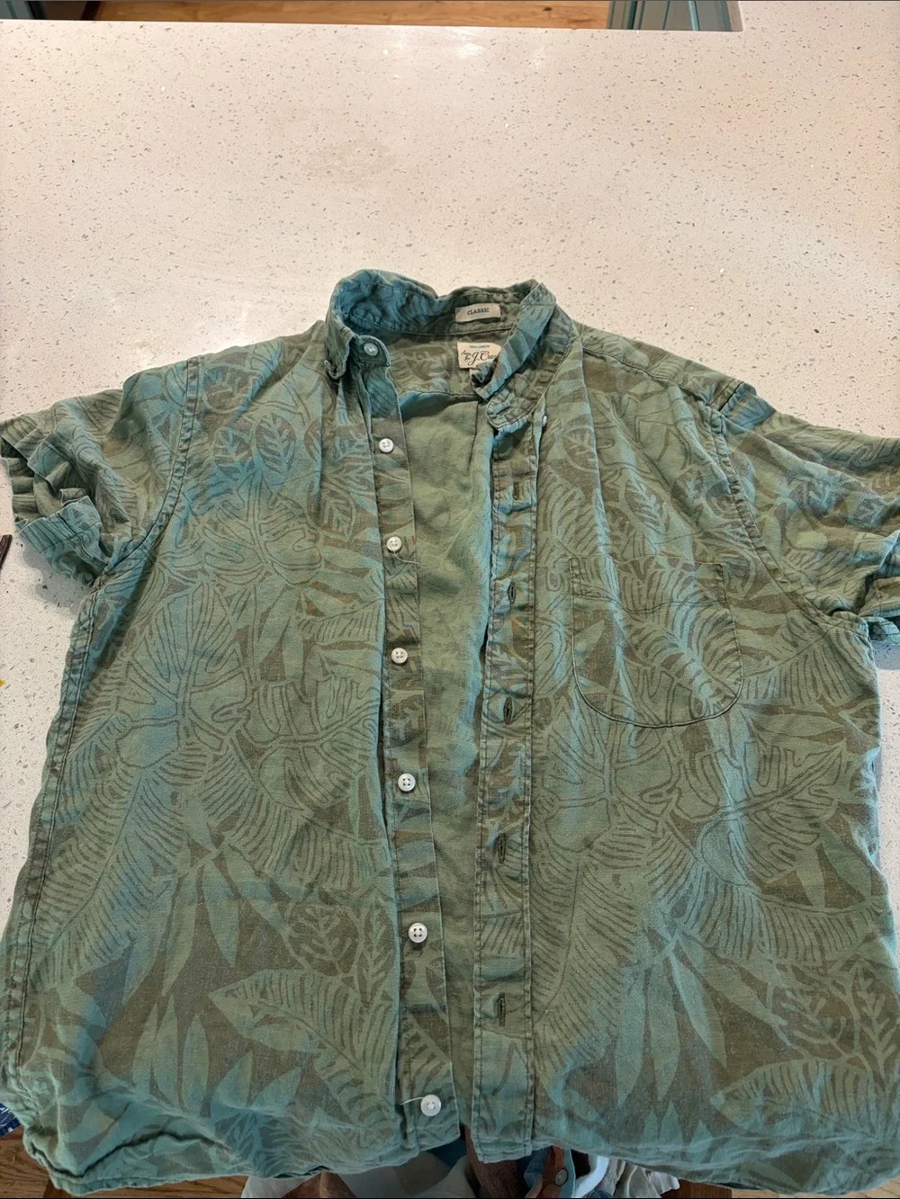 J Crew jungle foliage print linen shirt size S